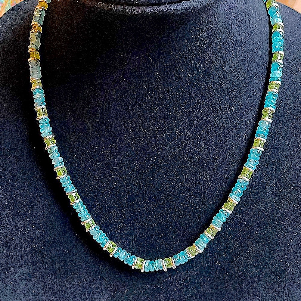 Peridot, Apatite and Thai Silver Necklace